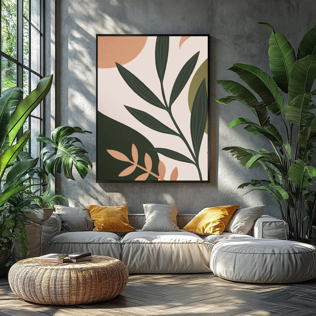 Immerse yourself in the elegance of nature with this abstract botanical wall art. Featuring a for Balcony