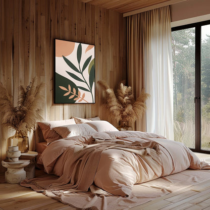 Immerse yourself in the elegance of nature with this abstract botanical wall art. Featuring a for Bedroom