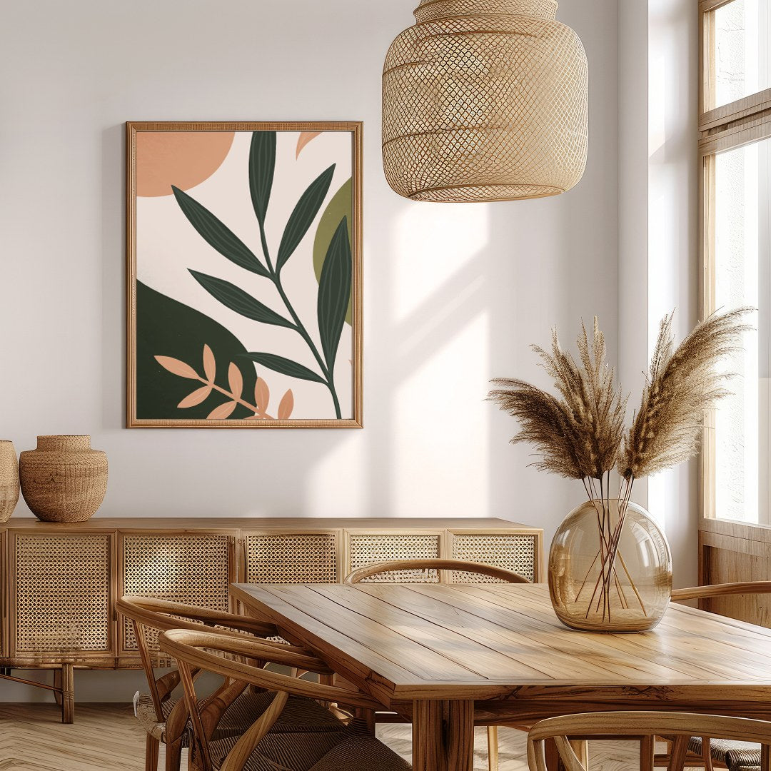 Immerse yourself in the elegance of nature with this abstract botanical wall art. Featuring a for Extra Kitchen
