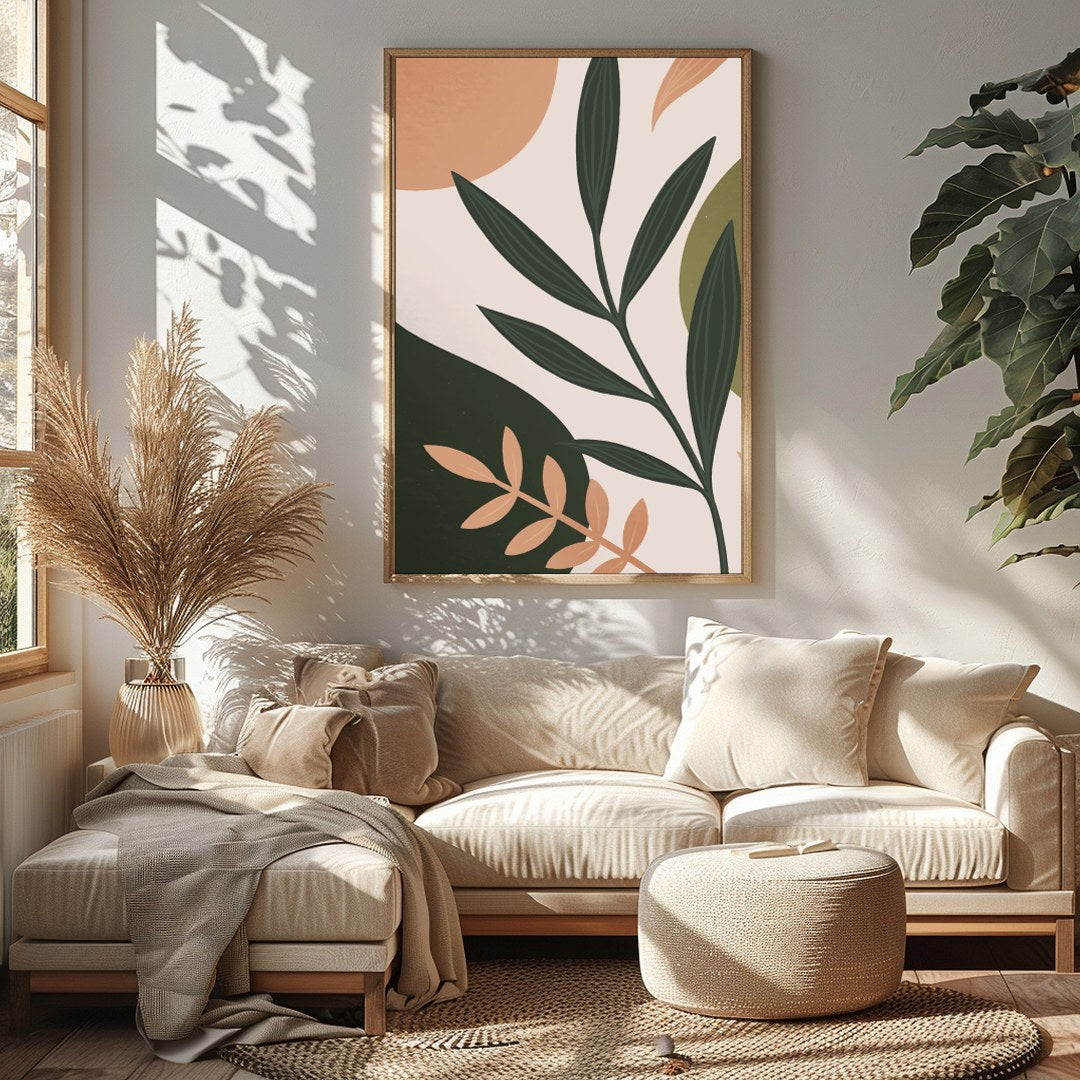 Immerse yourself in the elegance of nature with this abstract botanical wall art. Featuring a for Sitting Area