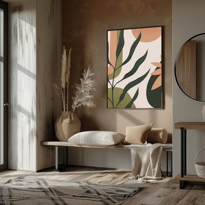 Elevate your space with this chic abstract botanical artwork. The fluid forms and natural tones for decor
