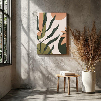 Elevate your space with this chic abstract botanical artwork. The fluid forms and natural tones for Entrance
