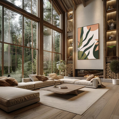 Elevate your space with this chic abstract botanical artwork. The fluid forms and natural tones for Living Room