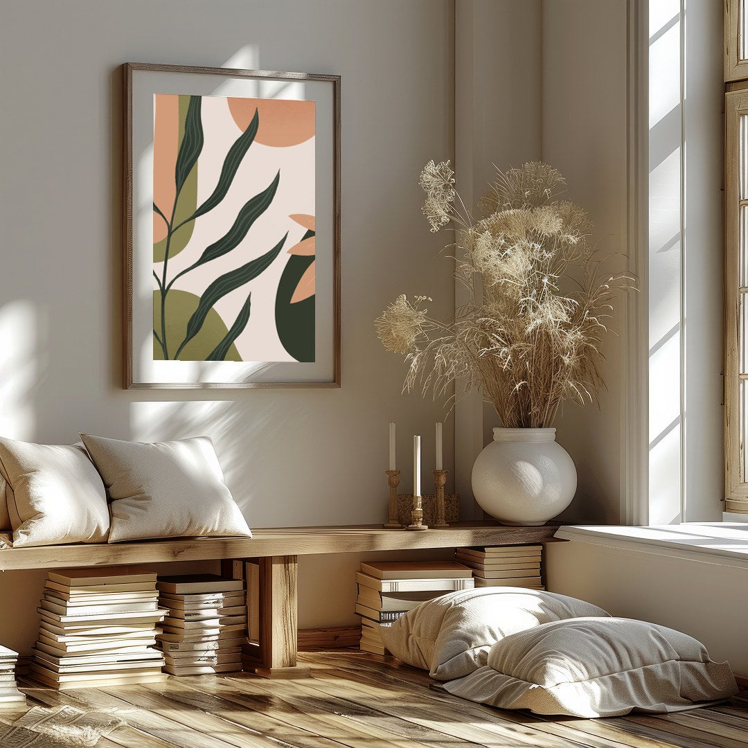 Elevate your space with this chic abstract botanical artwork. The fluid forms and natural tones for lovely-house