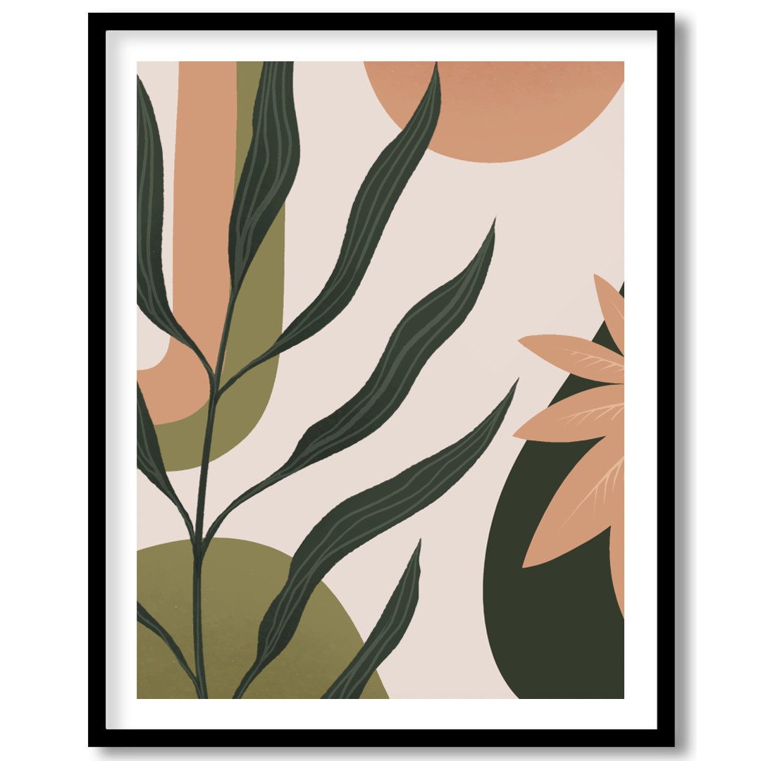 Elevate your space with this chic abstract botanical artwork. The fluid forms and natural tones for place