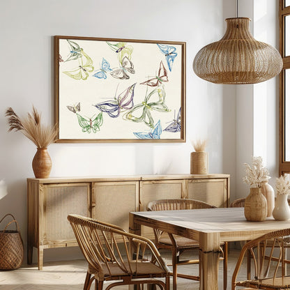 Experience the whimsical elegance of 'Abstract Butterfly Dance,' where vibrant butterflies flutter for Dining