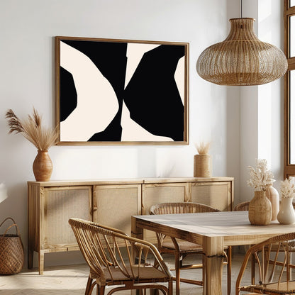 Explore the bold elegance of 'Abstract Contrast Symphony,' a striking piece that captivates with for Dining
