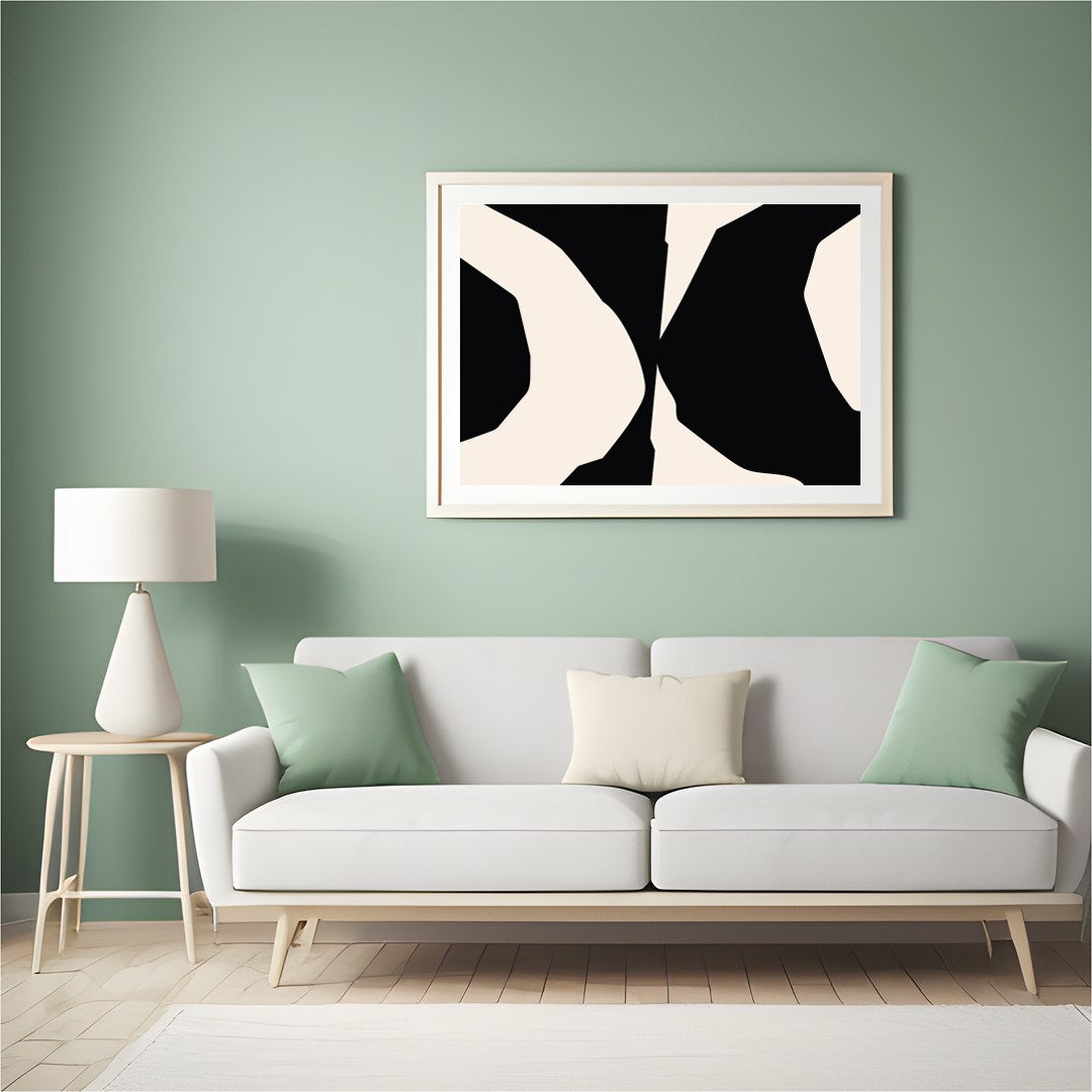Explore the bold elegance of 'Abstract Contrast Symphony,' a striking piece that captivates with for Hall