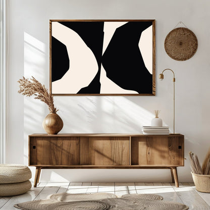 Explore the bold elegance of 'Abstract Contrast Symphony,' a striking piece that captivates with for Sitting Area