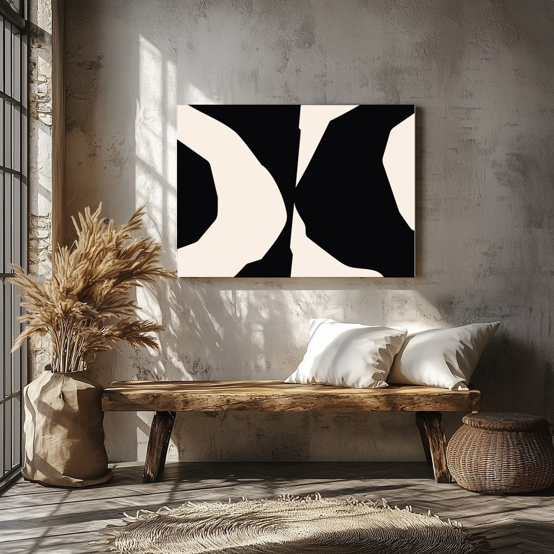 Explore the bold elegance of 'Abstract Contrast Symphony,' a striking piece that captivates with for Veranda