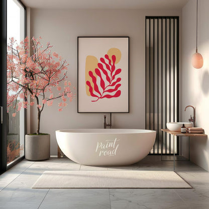 Elevate your space with the serene charm of “Abstract Coral Flow,” a minimalist art print that blen… for bathroom