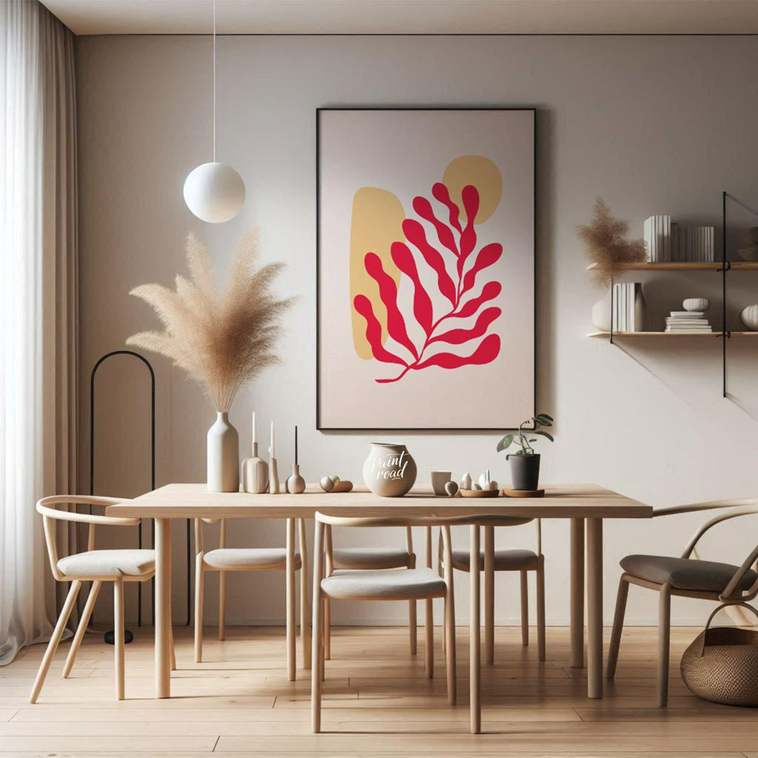 Elevate your space with the serene charm of “Abstract Coral Flow,” a minimalist art print that blen… for dining room