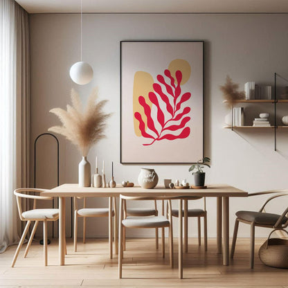 Elevate your space with the serene charm of “Abstract Coral Flow,” a minimalist art print that blen… for dining room