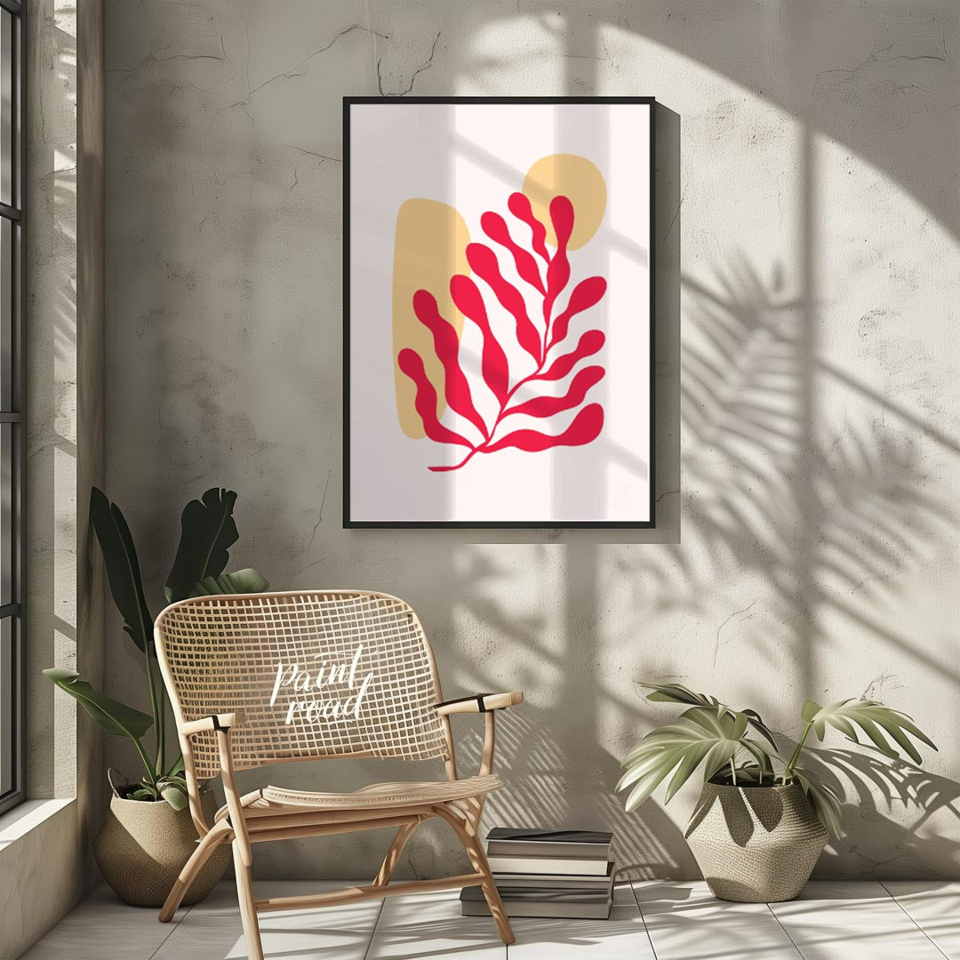 Elevate your space with the serene charm of “Abstract Coral Flow,” a minimalist art print that blen… for living room
