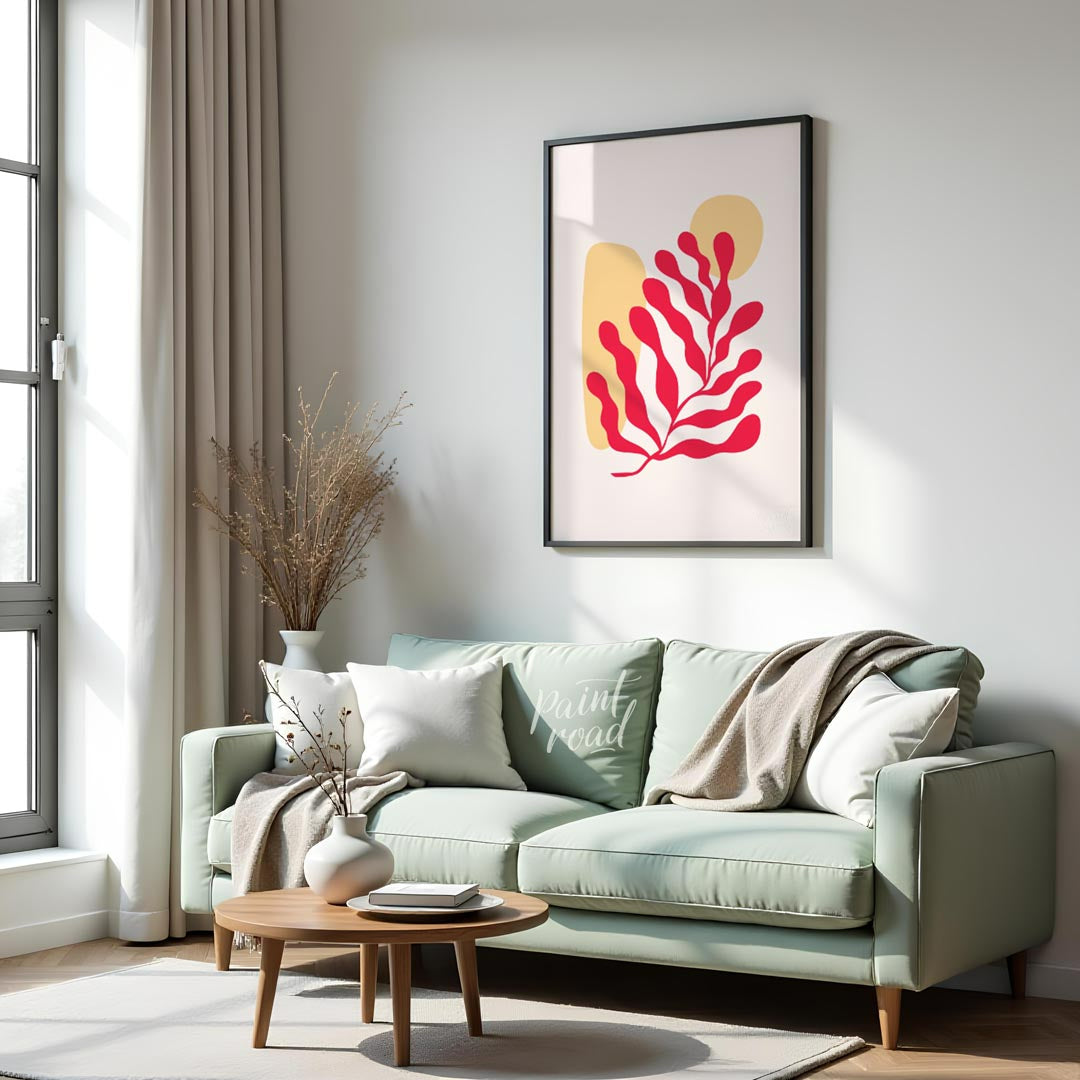 Elevate your space with the serene charm of “Abstract Coral Flow,” a minimalist art print that blen… for living room