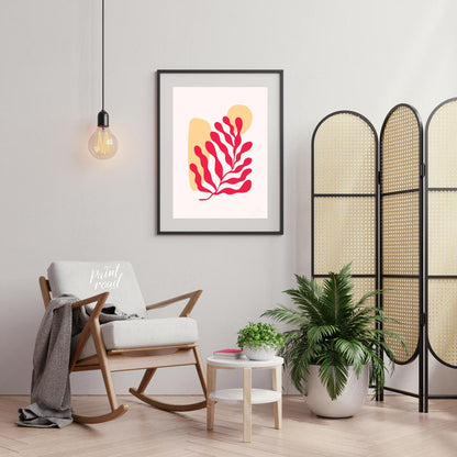 Elevate your space with the serene charm of “Abstract Coral Flow,” a minimalist art print that blen… for living room