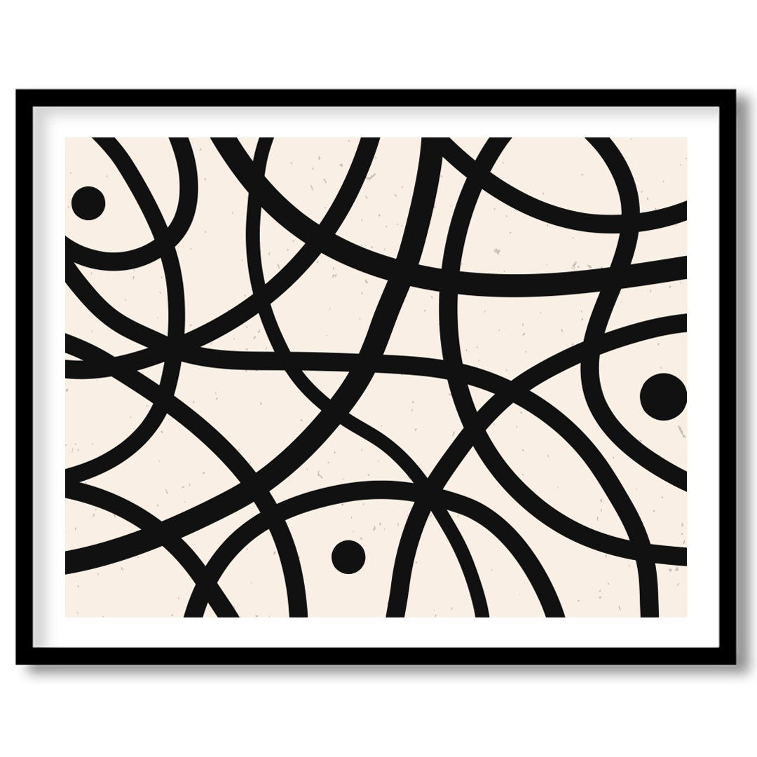 Elevate your space with this striking abstract wall art, featuring bold black curves and circles on for office