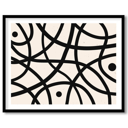 Elevate your space with this striking abstract wall art, featuring bold black curves and circles on for office