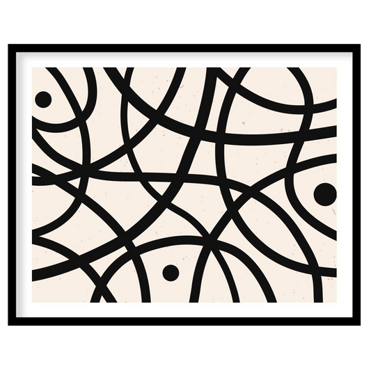 Elevate your space with this striking abstract wall art, featuring bold black curves and circles on for office