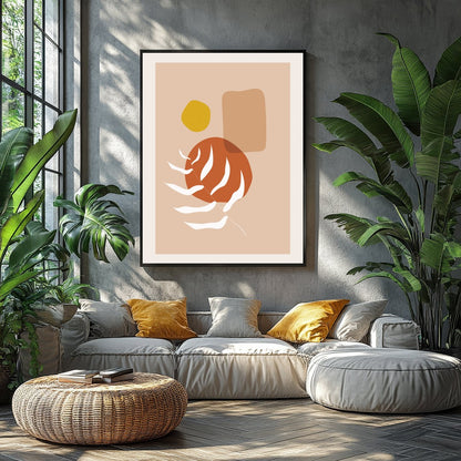 Explore the harmony of nature with this abstract art piece featuring a minimalist botanical design. for Balcony