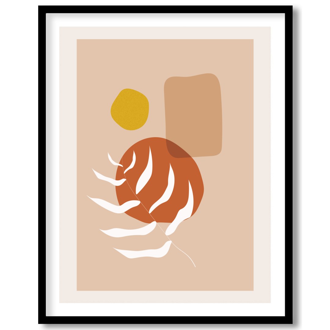 Explore the harmony of nature with this abstract art piece featuring a minimalist botanical design. for nook