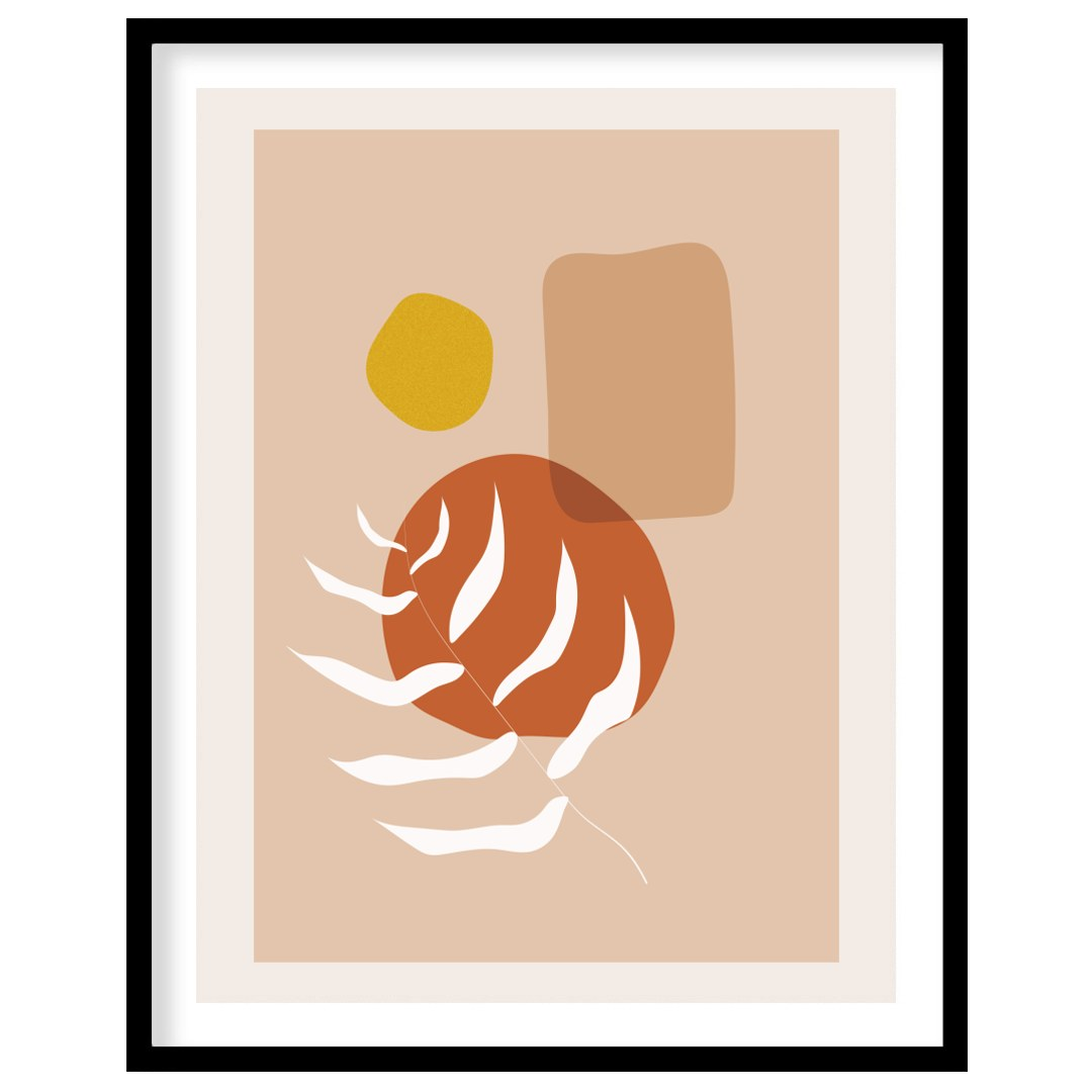 Explore the harmony of nature with this abstract art piece featuring a minimalist botanical design. for nook