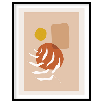 Explore the harmony of nature with this abstract art piece featuring a minimalist botanical design. for nook