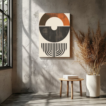 This striking piece of abstract art features a harmonious blend of shapes and earthy tones. The for Entrance