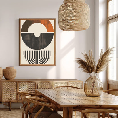 This striking piece of abstract art features a harmonious blend of shapes and earthy tones. The for Extra Kitchen