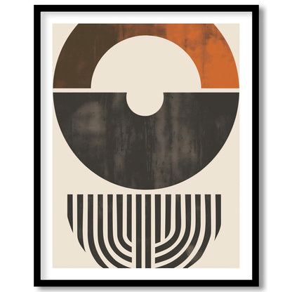This striking piece of abstract art features a harmonious blend of shapes and earthy tones. The for nook