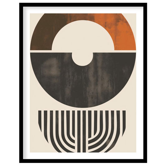 This striking piece of abstract art features a harmonious blend of shapes and earthy tones. The for nook