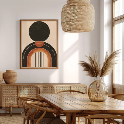 This captivating piece of wall art showcases a bold geometric design with earthy tones, offering a for Extra Kitchen