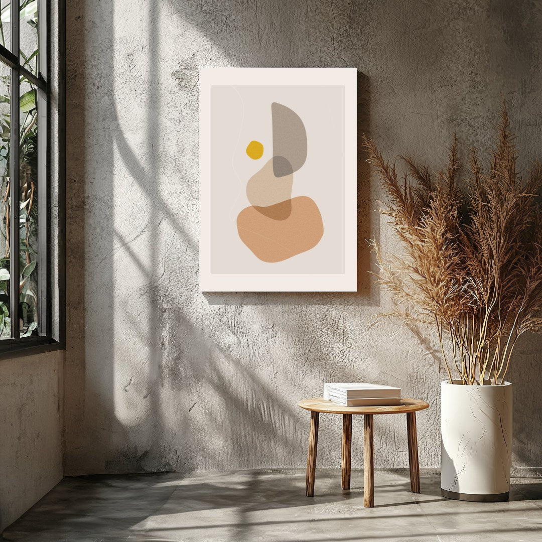 This minimalist artwork showcases a harmonious blend of earthy tones, capturing a sense of calm and for Entrance