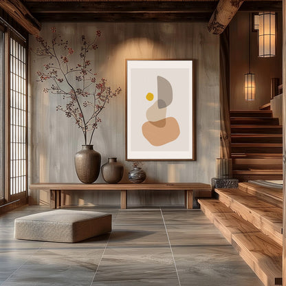 This minimalist artwork showcases a harmonious blend of earthy tones, capturing a sense of calm and for Hall