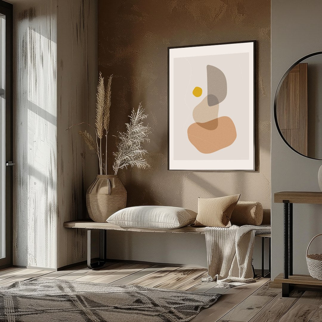 This minimalist artwork showcases a harmonious blend of earthy tones, capturing a sense of calm and for office