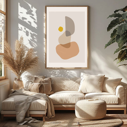 This minimalist artwork showcases a harmonious blend of earthy tones, capturing a sense of calm and for Sitting Area