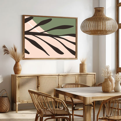 This captivating piece of abstract art blends warm earthy tones with vibrant shapes, evoking a for Dining