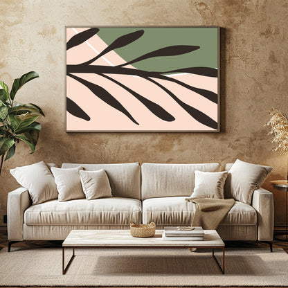 This captivating piece of abstract art blends warm earthy tones with vibrant shapes, evoking a for Family Room