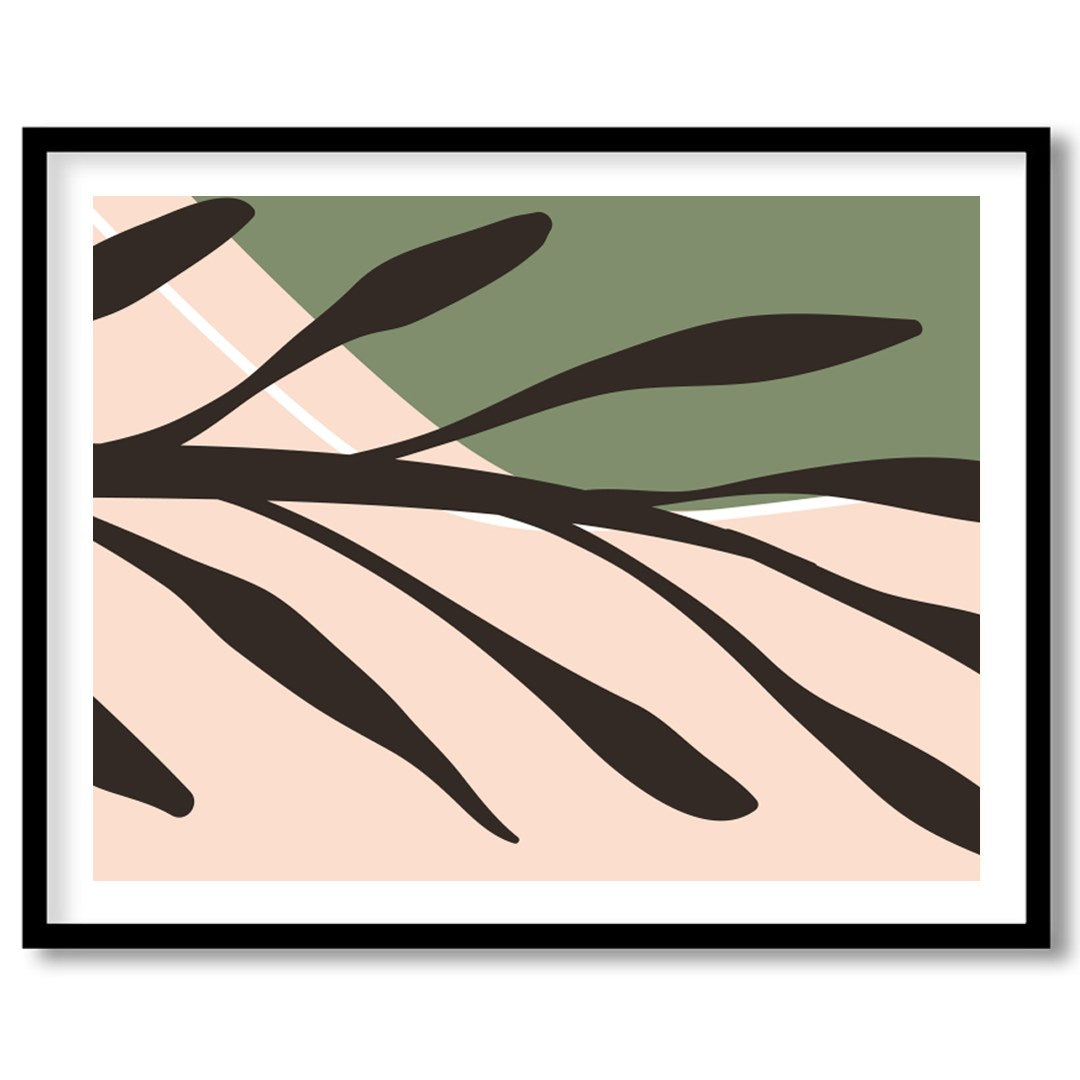This captivating piece of abstract art blends warm earthy tones with vibrant shapes, evoking a for hallway