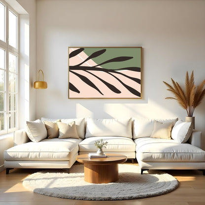 This captivating piece of abstract art blends warm earthy tones with vibrant shapes, evoking a for Living Room