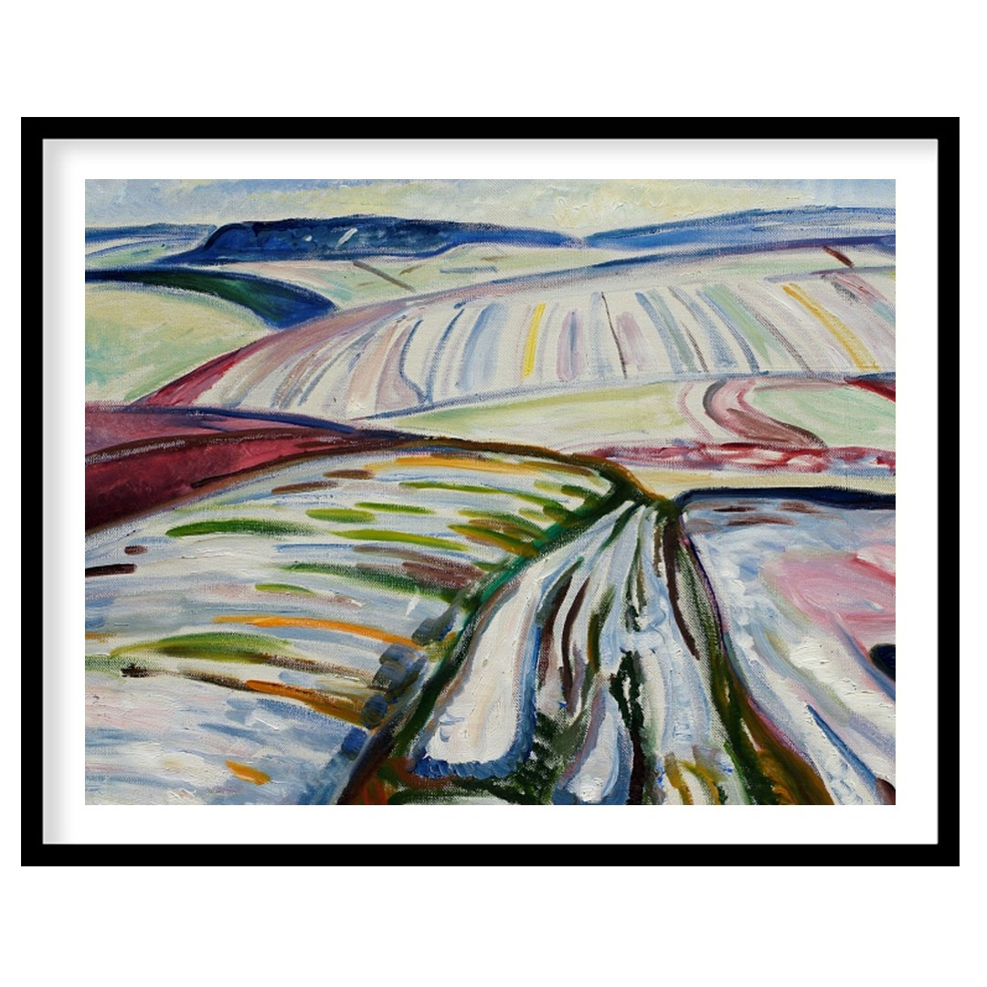 Immerse in the abstract depiction of sweeping fields covered in winter hues, captured in dynamic for office