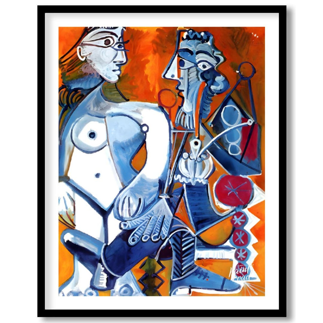 This dynamic and vibrant painting by Pablo Picasso presents a powerful interaction between two abst… for room