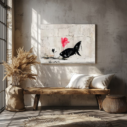 Discover the captivating charm of 'Abstract Fish Encounter in Urban Canvas,' an artwork that for Veranda