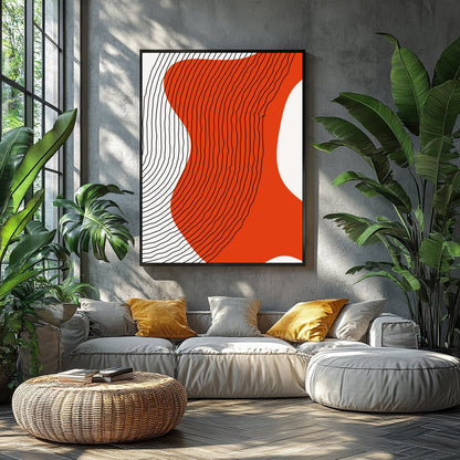 Embrace modern minimalism with the captivating Abstract Flow in Red. This piece combines flowing for Balcony