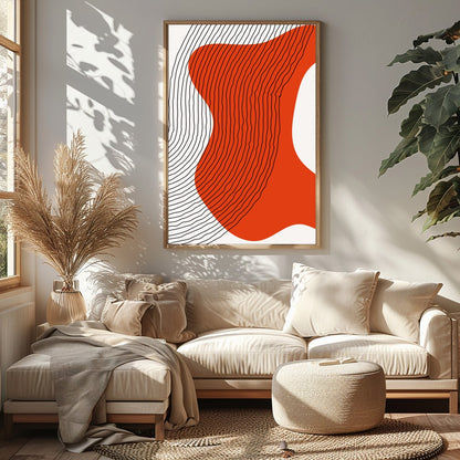 Embrace modern minimalism with the captivating Abstract Flow in Red. This piece combines flowing for Sitting Area