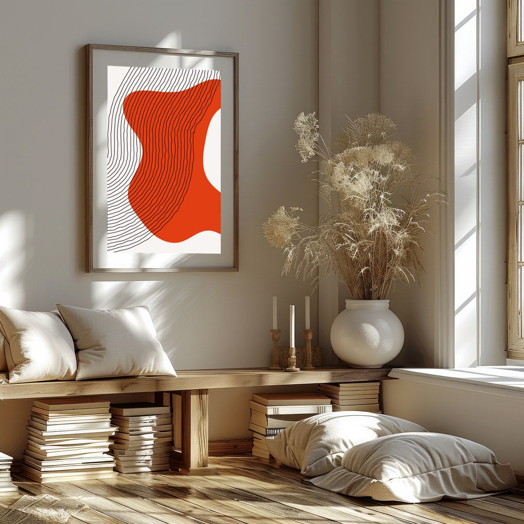 Embrace modern minimalism with the captivating Abstract Flow in Red. This piece combines flowing for sweet-home