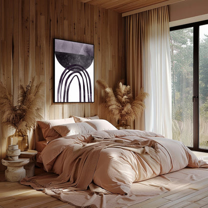 Elevate your space with this modern abstract piece that features a captivating geometric arch in for Bedroom