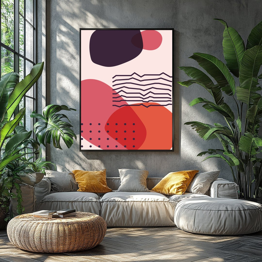 Elevate your space with this captivating abstract artwork featuring bold geometric shapes in for Balcony