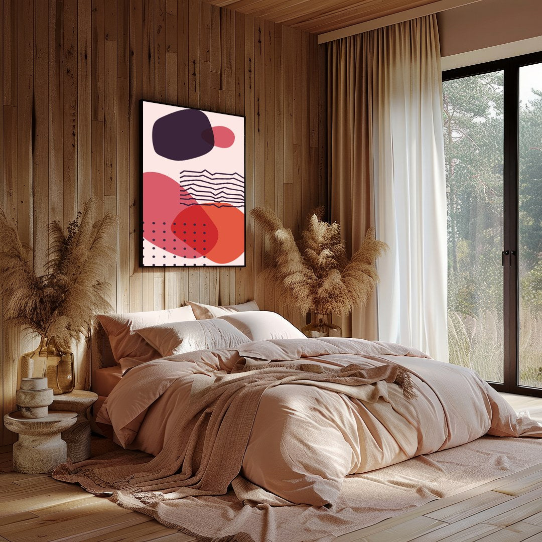 Elevate your space with this captivating abstract artwork featuring bold geometric shapes in for Bedroom