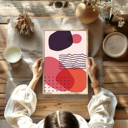 Elevate your space with this captivating abstract artwork featuring bold geometric shapes in for Kitchen